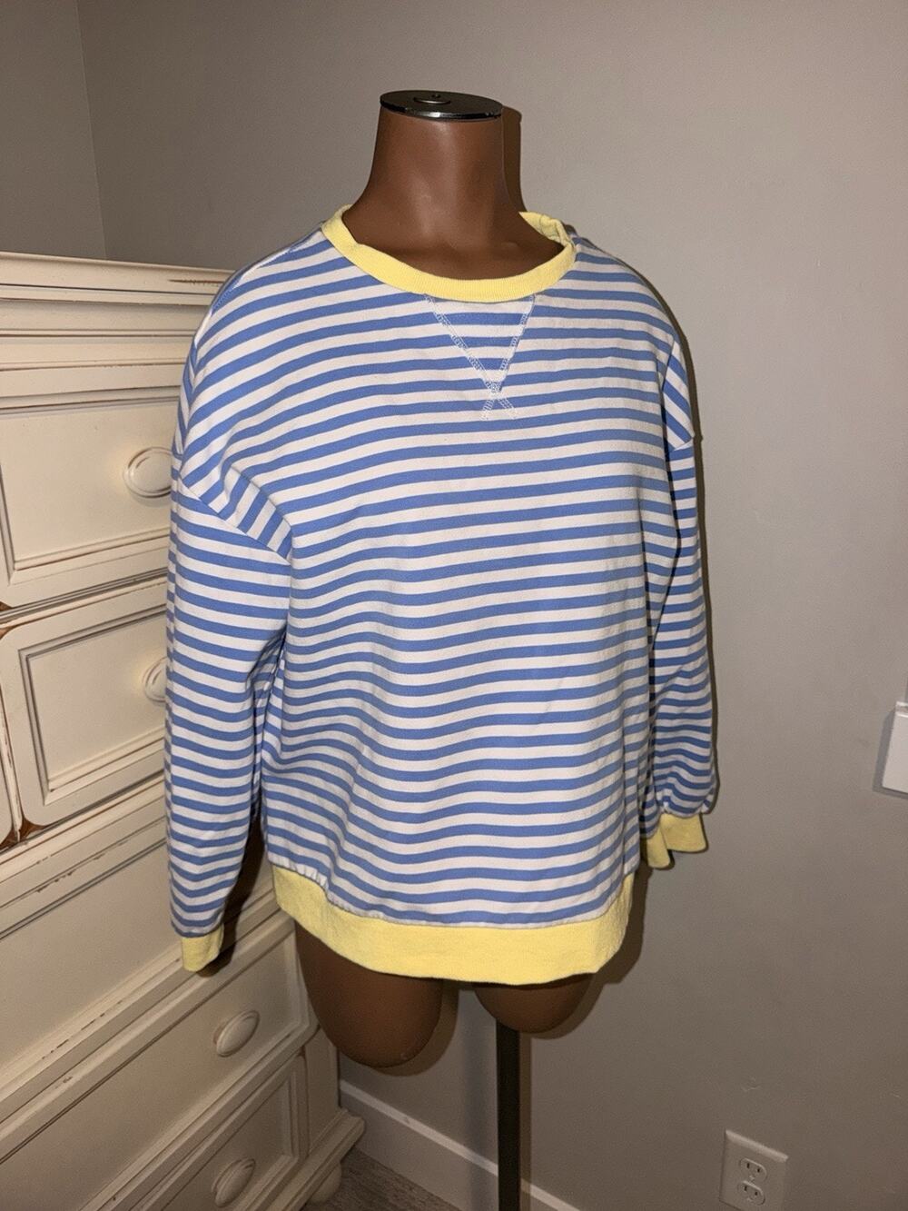 Striped Sweatshirt Blue Yellow Size Medium